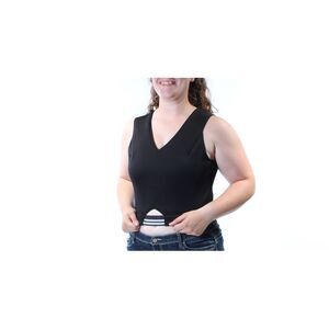 KIIND OF Womens Black Cut Out Sleeveless V Neck Crop Top Size: L